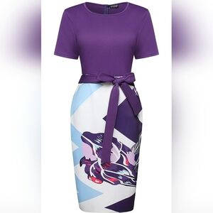 Nhicdns Purple Women's Bodycon Dress Midi Size M